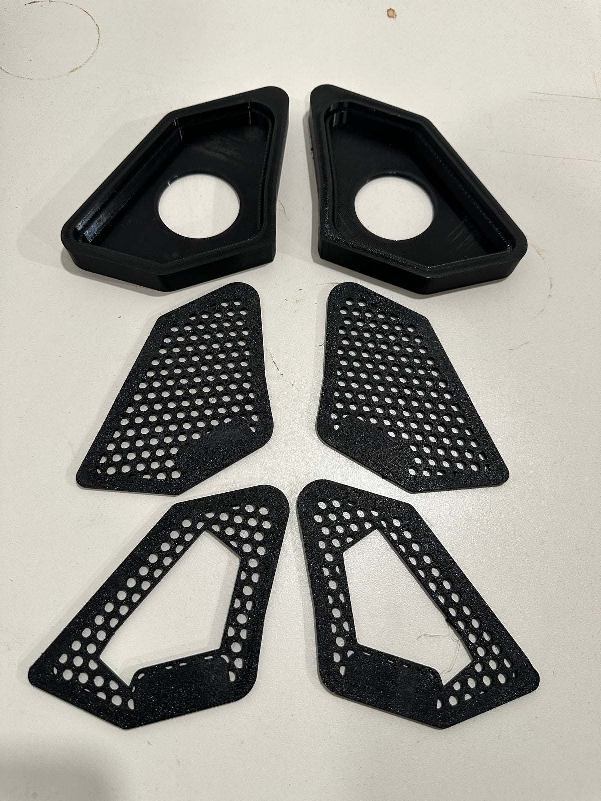 Custom A pillar tweeter pod for car audio fabrication. Universal with two grill insert options